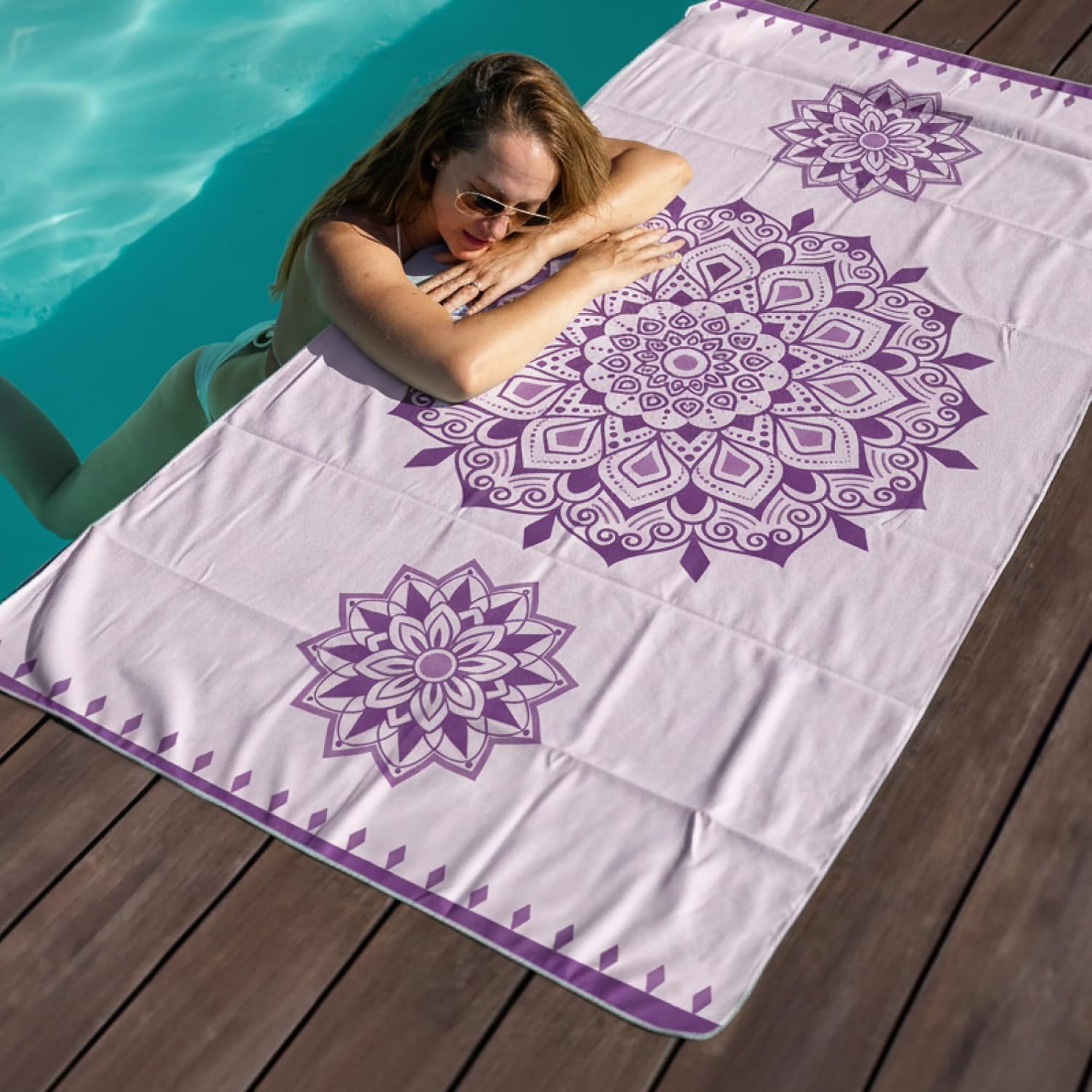 Detalle 2 de ZENACROSS Serviette de Plage Lilac Ultra‑Absorbante