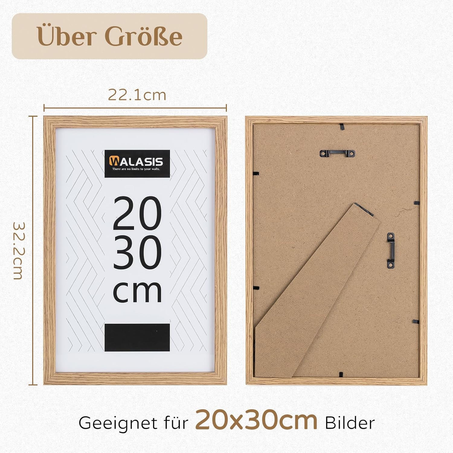 Thumbnail 1 de Walasis lot de 3 cadres photo en chêne naturel 20x30 (format paysage ou portrait)