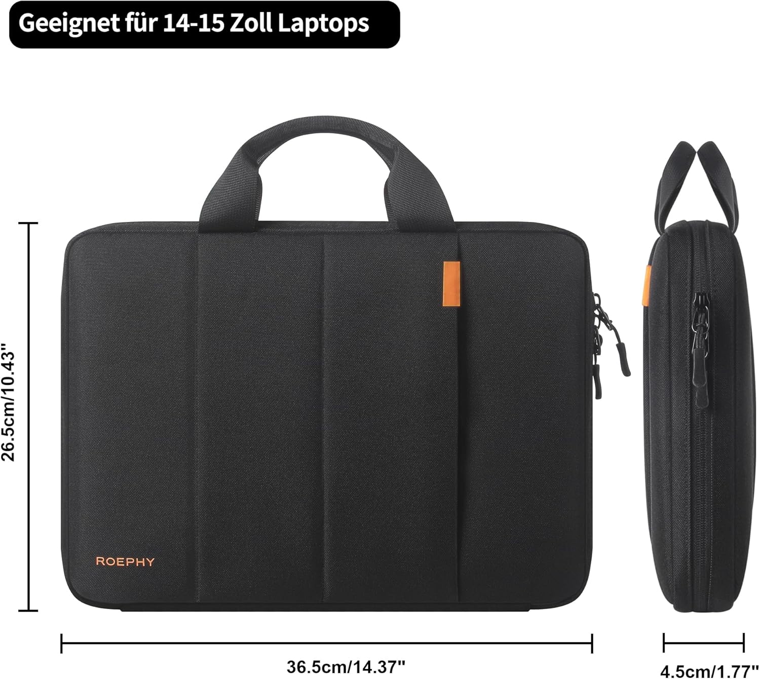 Detalle 2 de ROEPHY 14 Zoll Laptoptasche – wasserabweisend, stoßfest und vielseitig kompatibel