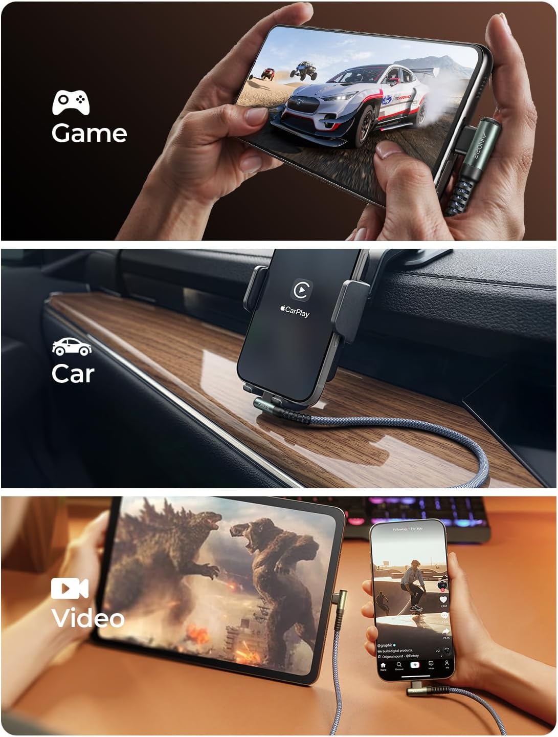 Thumbnail 2 de AINOPE USB C Charger Cable 2m — Fast Charging for iPhone & Samsung