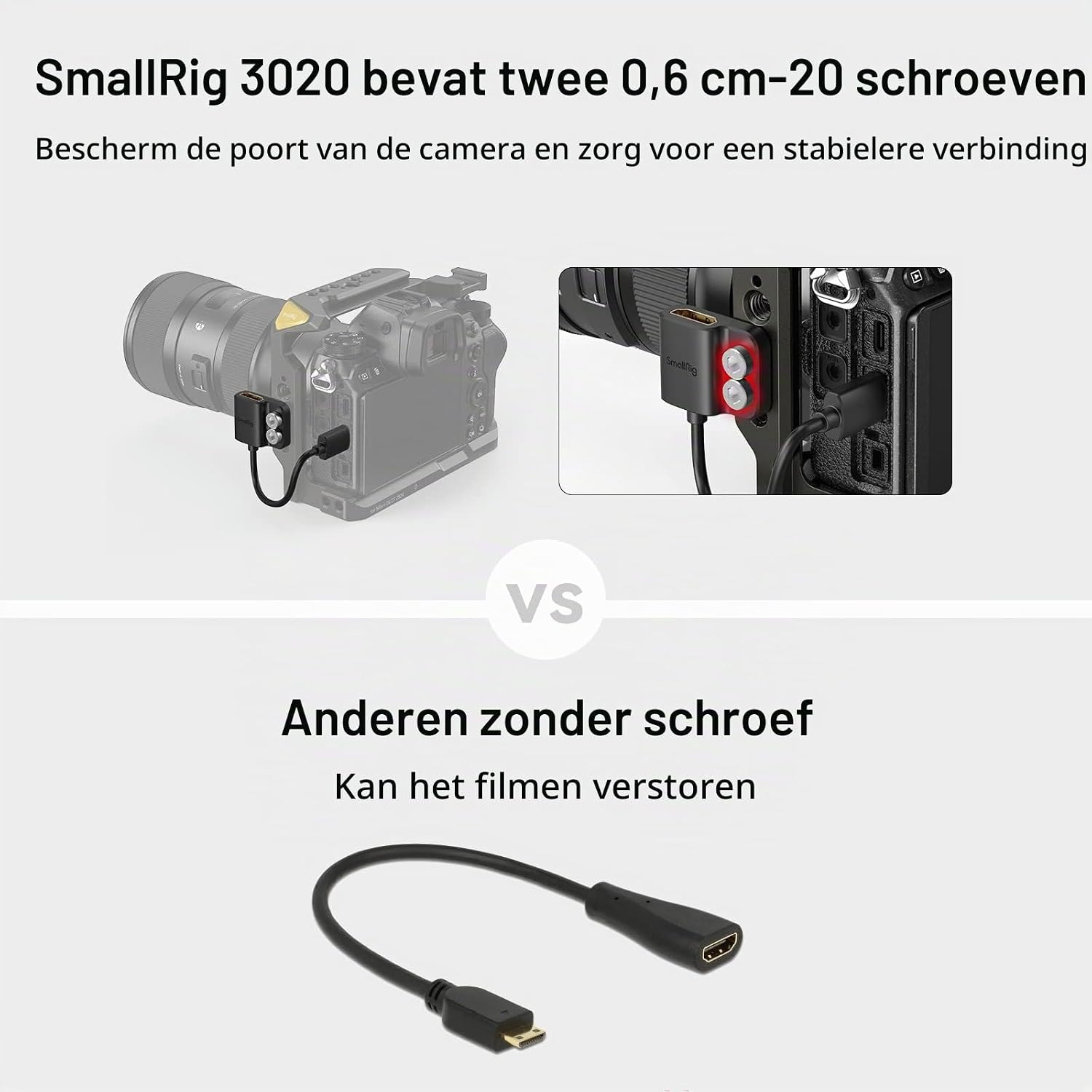 Thumbnail 2 de SMALLRIG 3020 Mini-HDMI-adapterkabel, 14 cm, 4K bij 60 Hz