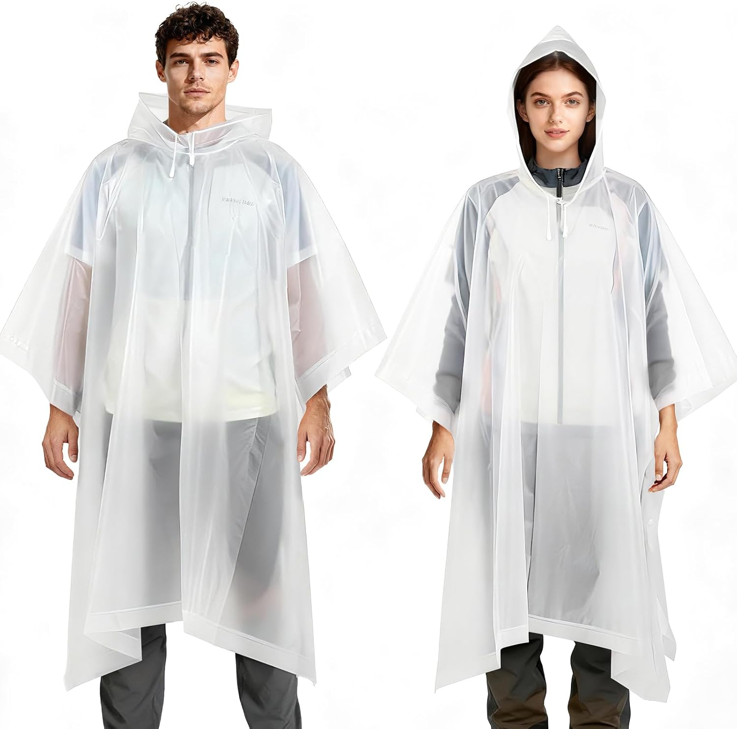 Detalle de Aolegoo 2 Stück Regenponcho aus EVA – Wiederverwendbare Unisex Regencapes, wasserdicht und tragbar