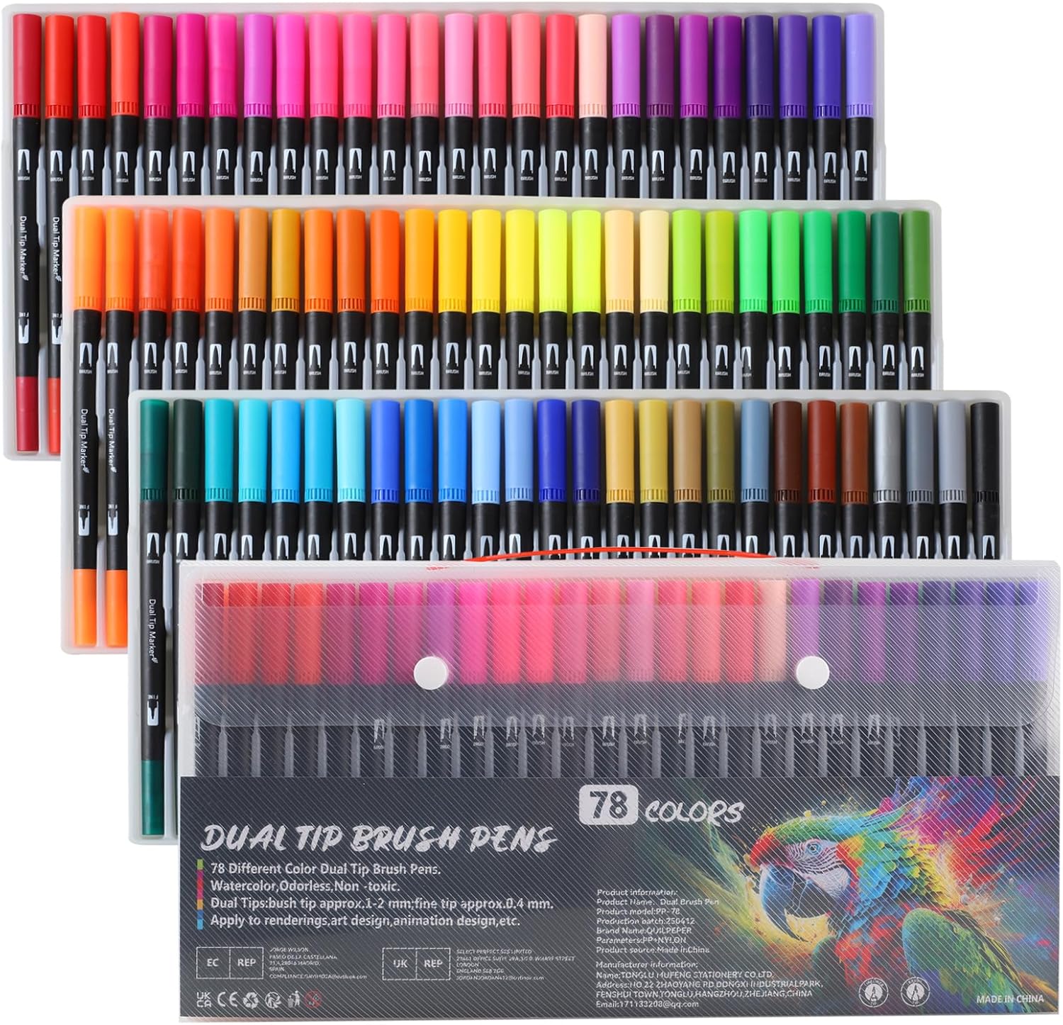 Detalle de HYNEXLK 78 Colours dual tip brush pens