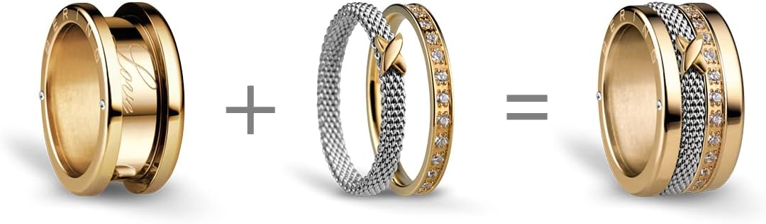 Thumbnail 1 de BERING Arctic Symphony Collection Memel – Anello da donna in acciaio inox, finitura lucida color oro (Twist & Change) con Swarovski