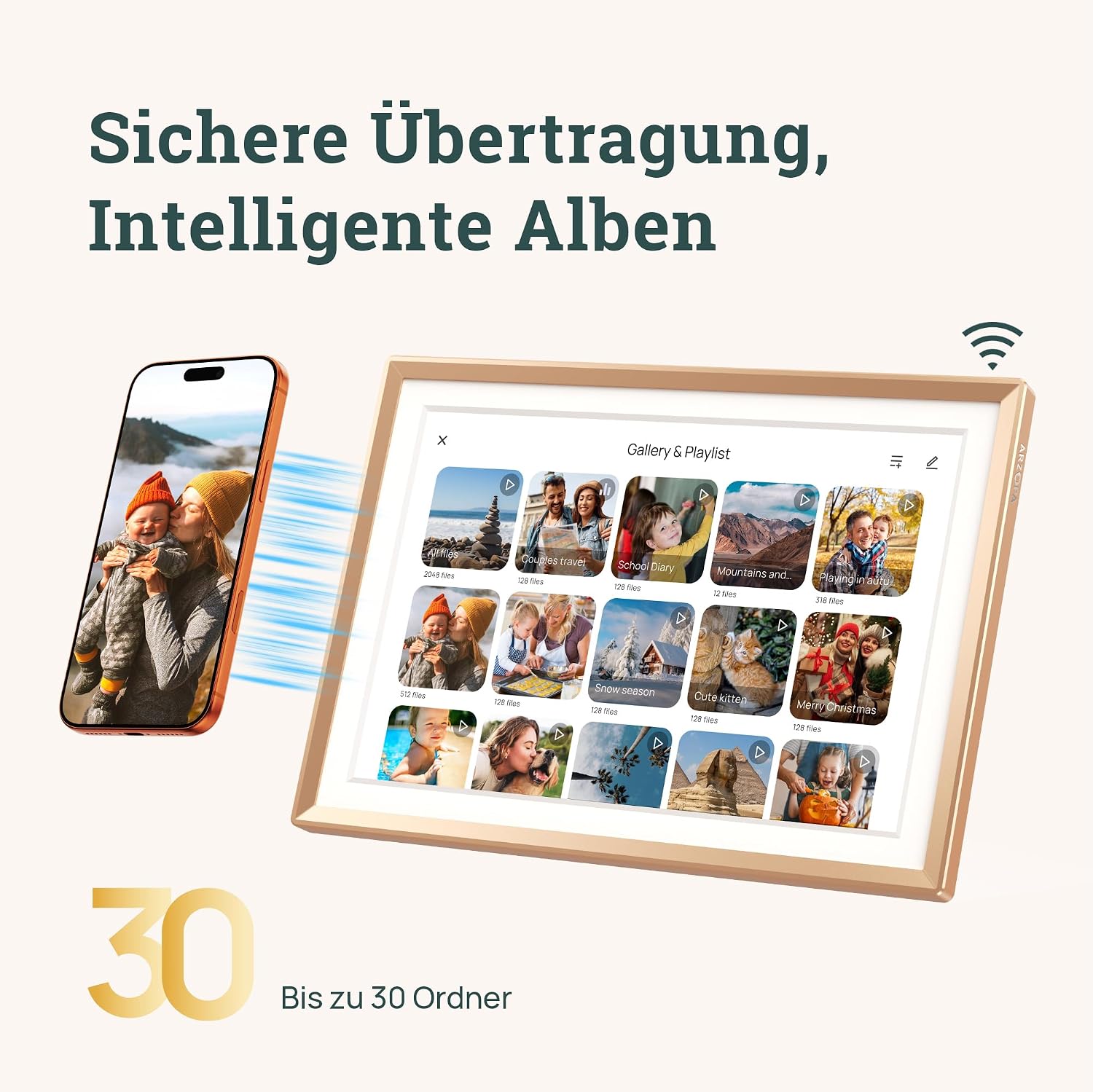 Thumbnail 3 de ARZOPA D10 Metall digitaler Bilderrahmen 10,1" mit WLAN & kostenlosem Cloud-Speicher (Gold)