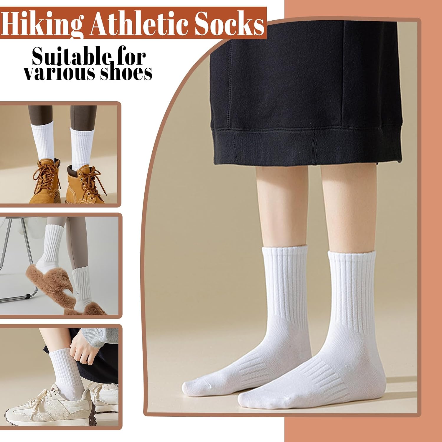 Detalle 1 de VoJoPi Women’s Thermal Wool Socks, 5-Pack, Thick Cushioned Winter Socks
