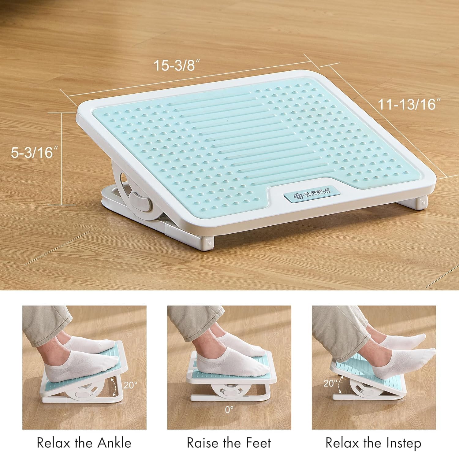 Thumbnail 5 de EUREKA ERGONOMIC Foot Rest Under Desk — Adjustable, Massage Surface, Metal Frame (Blue)