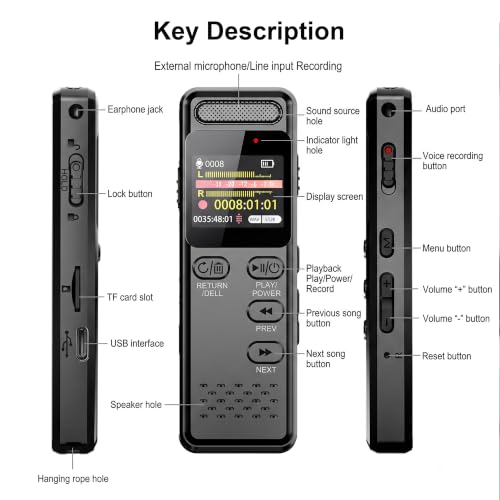 Thumbnail 8 de Liebssen 64GB Digital Voice Recorder with One-Button Recording