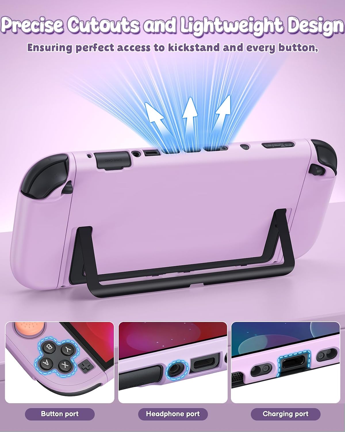 Detalle de FYOUNG Switch 2 Dockable Shell with Screen Protector – Light Purple