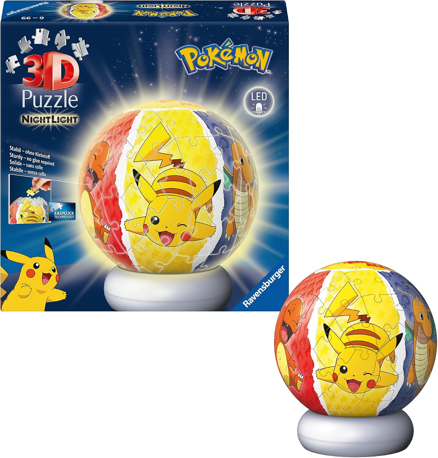 Detalle de Ravensburger Pokémon 72-Piece 3D Puzzle Nightlight with LED Base