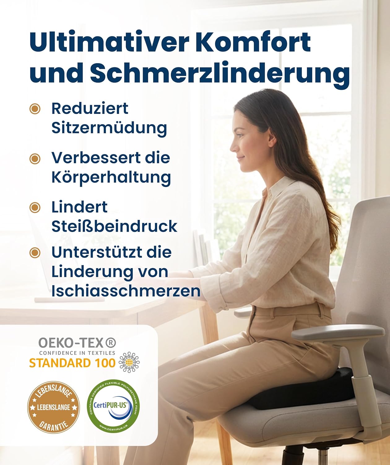 Thumbnail 1 de Everlasting Comfort Gel Sitzkissen – Ergonomisches Stuhlkissen gegen Steißbeinprobleme