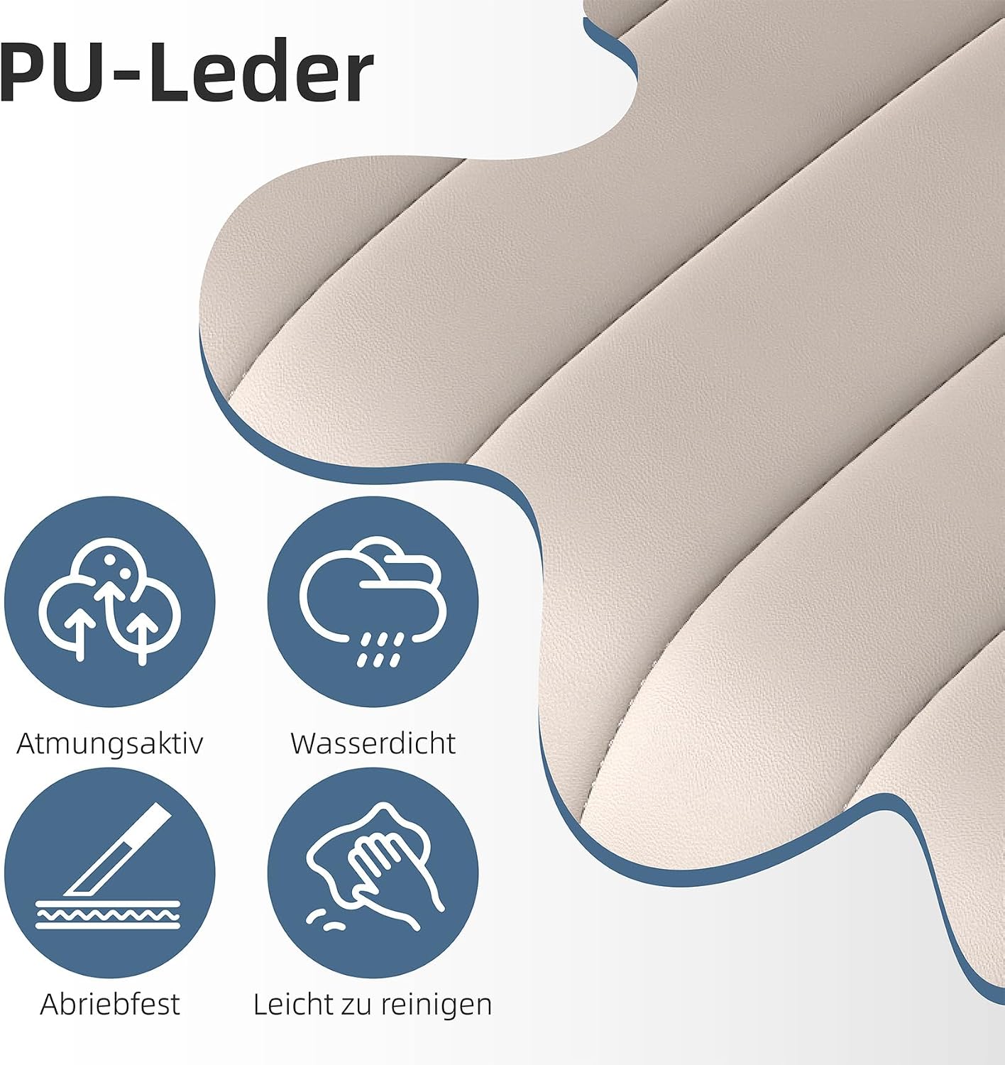 Detalle de Youhauchair Barhocker 2er-Set, drehbar & höhenverstellbar (PU-Leder), Beige