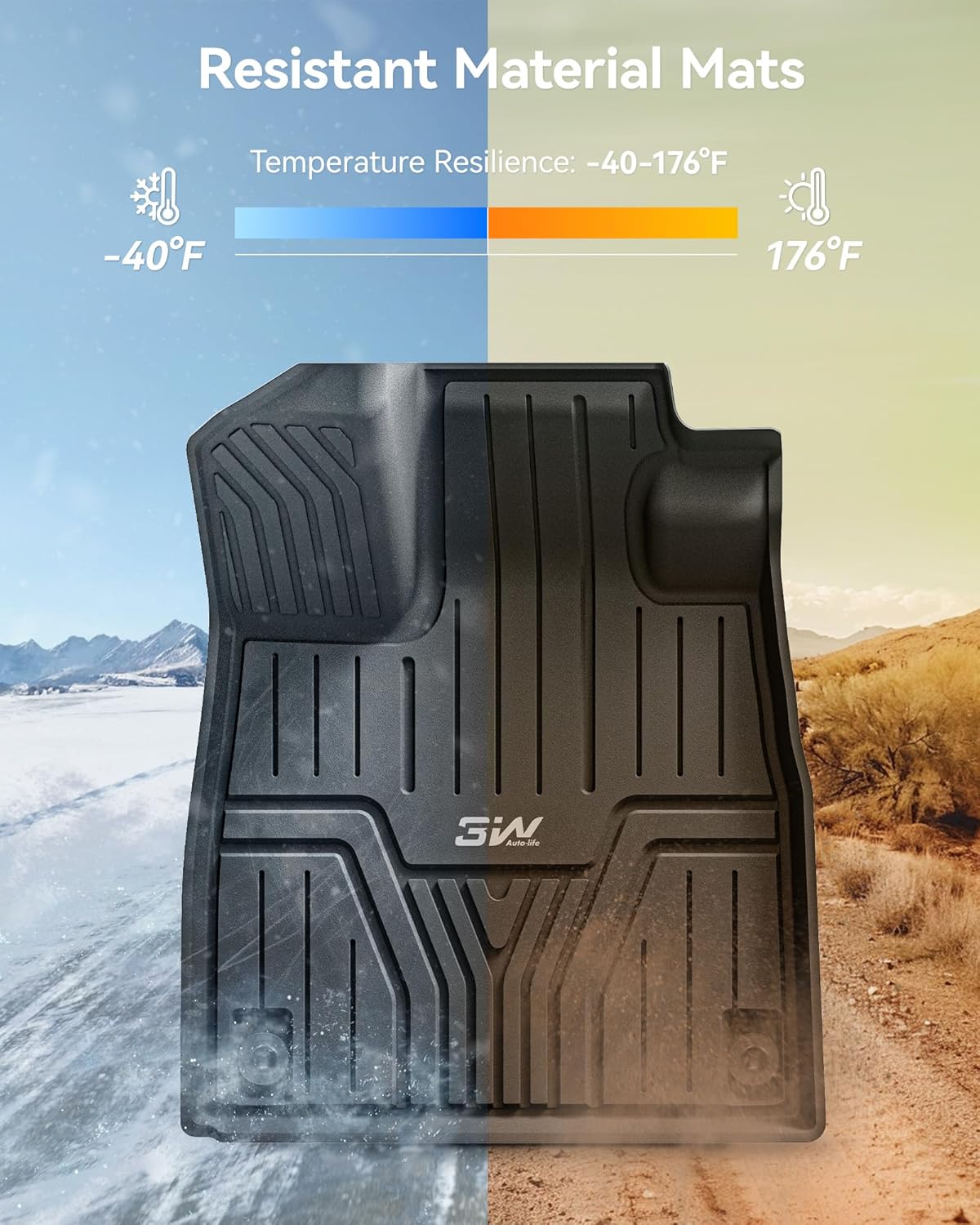 Thumbnail 4 de 3W All-Weather Floor Mats & Cargo Mat for 2026 Honda Passport — Custom Fit, Black