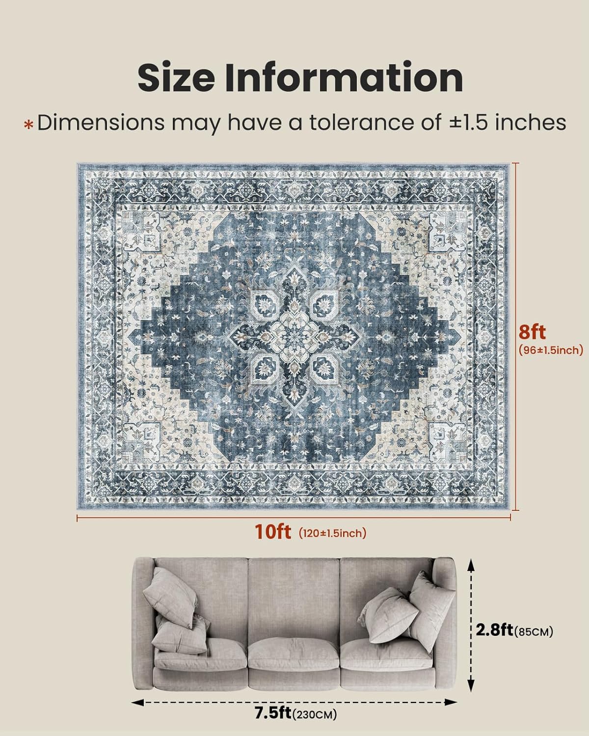 Detalle 2 de AMADA 8x10 Washable Rug 🛋