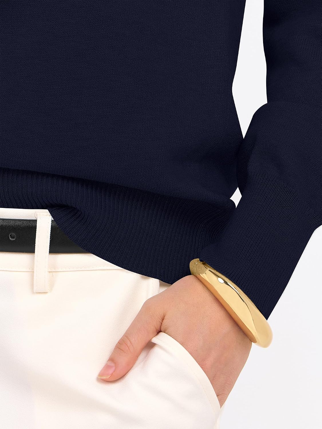 Detalle 2 de ANRABESS Women's Polo Sweater, Polyester Blend