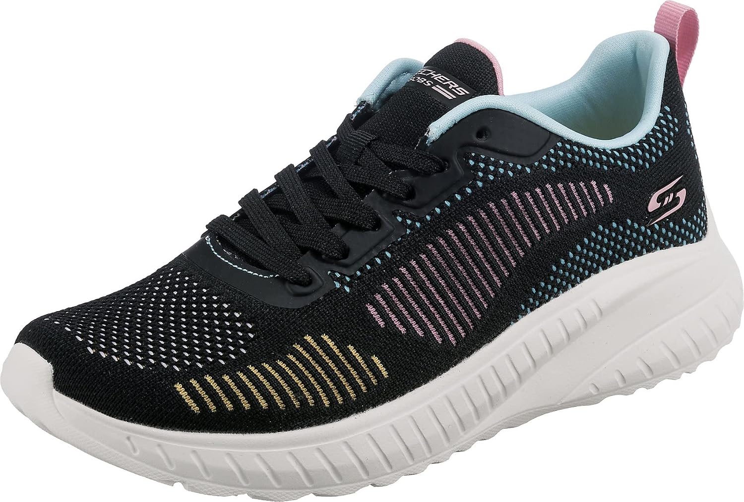 Detalle de Skechers Bobs Squad Chaos Face Off: sneaker Donna con tomaia in maglia ingegnerizzata e comfort memory foam