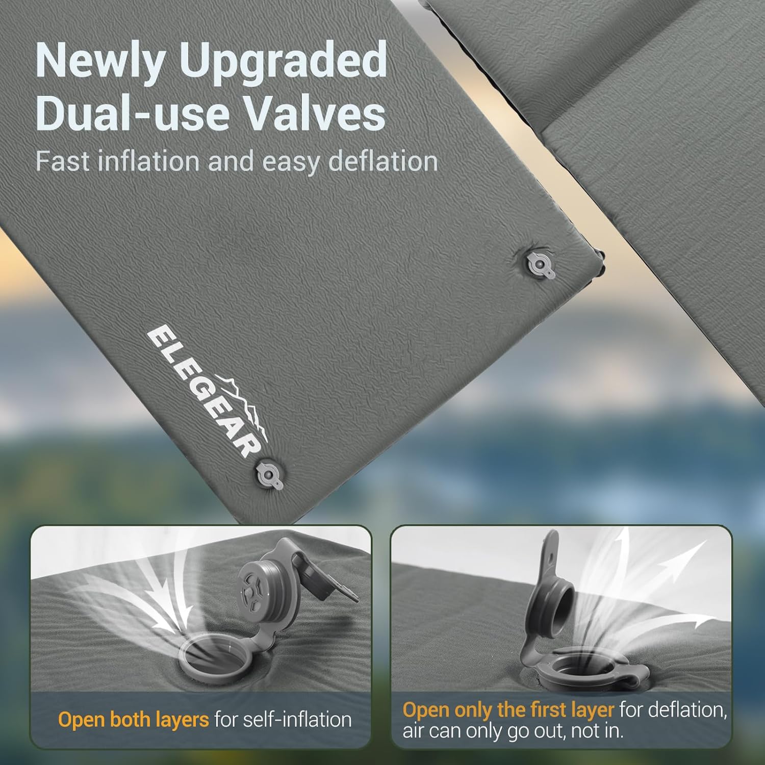 Thumbnail 5 de Elegear Self Inflating Sleeping Pad (77" x 27" x 3.15") with Memory Foam & Pillow, R-9.5 Insulated Camping Mat