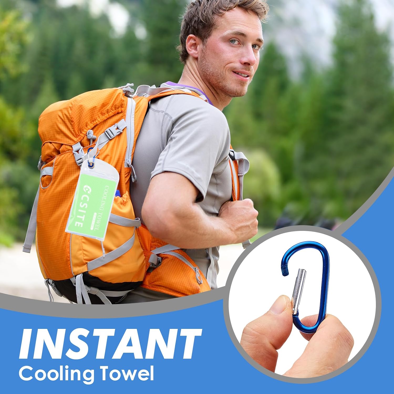 Detalle 2 de CSITE 4 Pack Cooling Towels (47"x12") for Neck and Face – Gray Mesh Microfiber, Versatile Ice Towels for Hot Weather