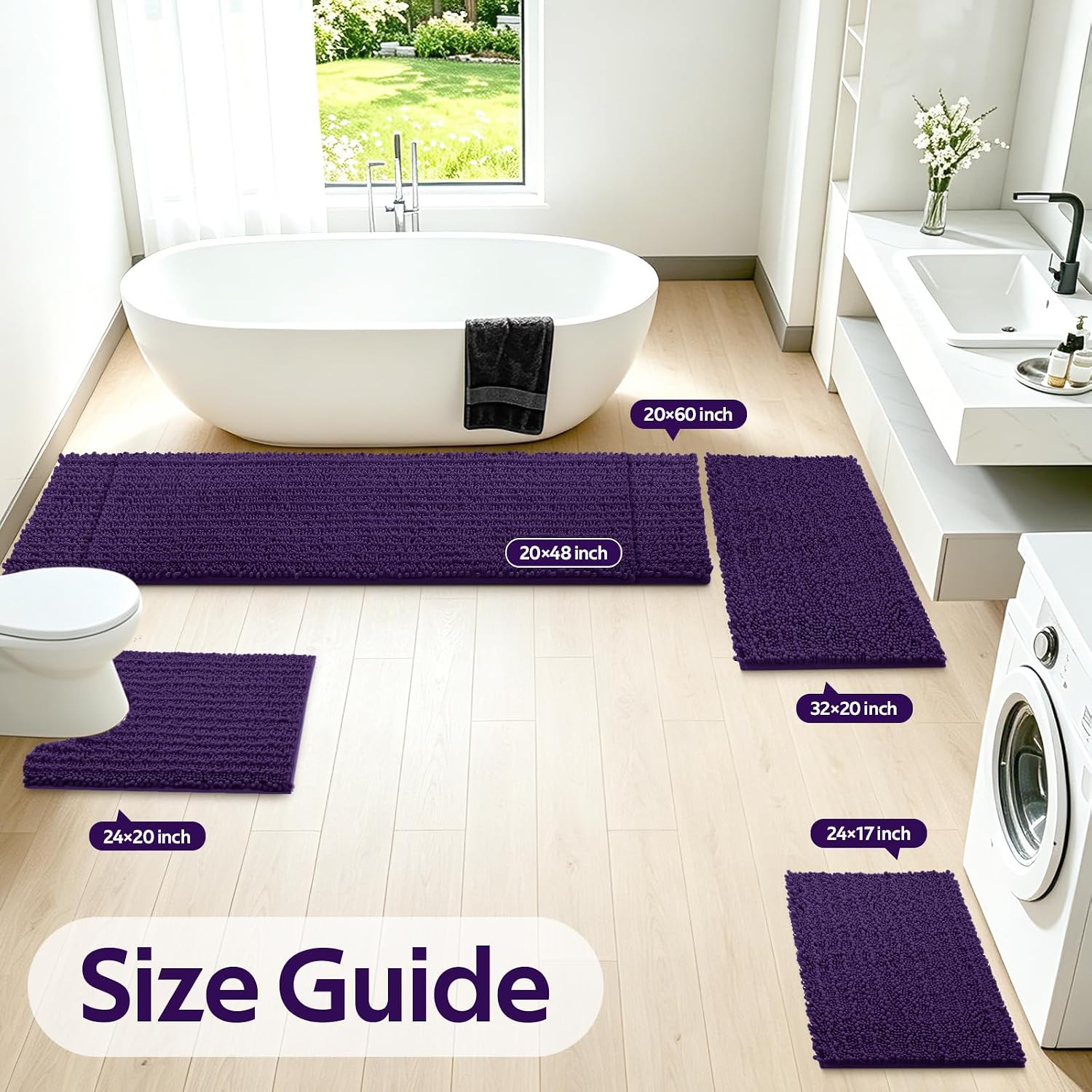 Detalle 2 de ACCUMTEK Extra Large Dark Purple Bath Rug Set 3