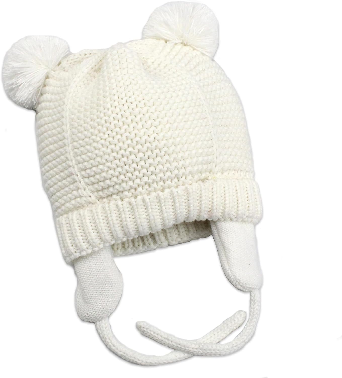 Detalle de Exemaba Baby Warm Hat with Earflaps, Fleece Lining and Chin Strap – Pom-pom Winter Beanie for Toddlers