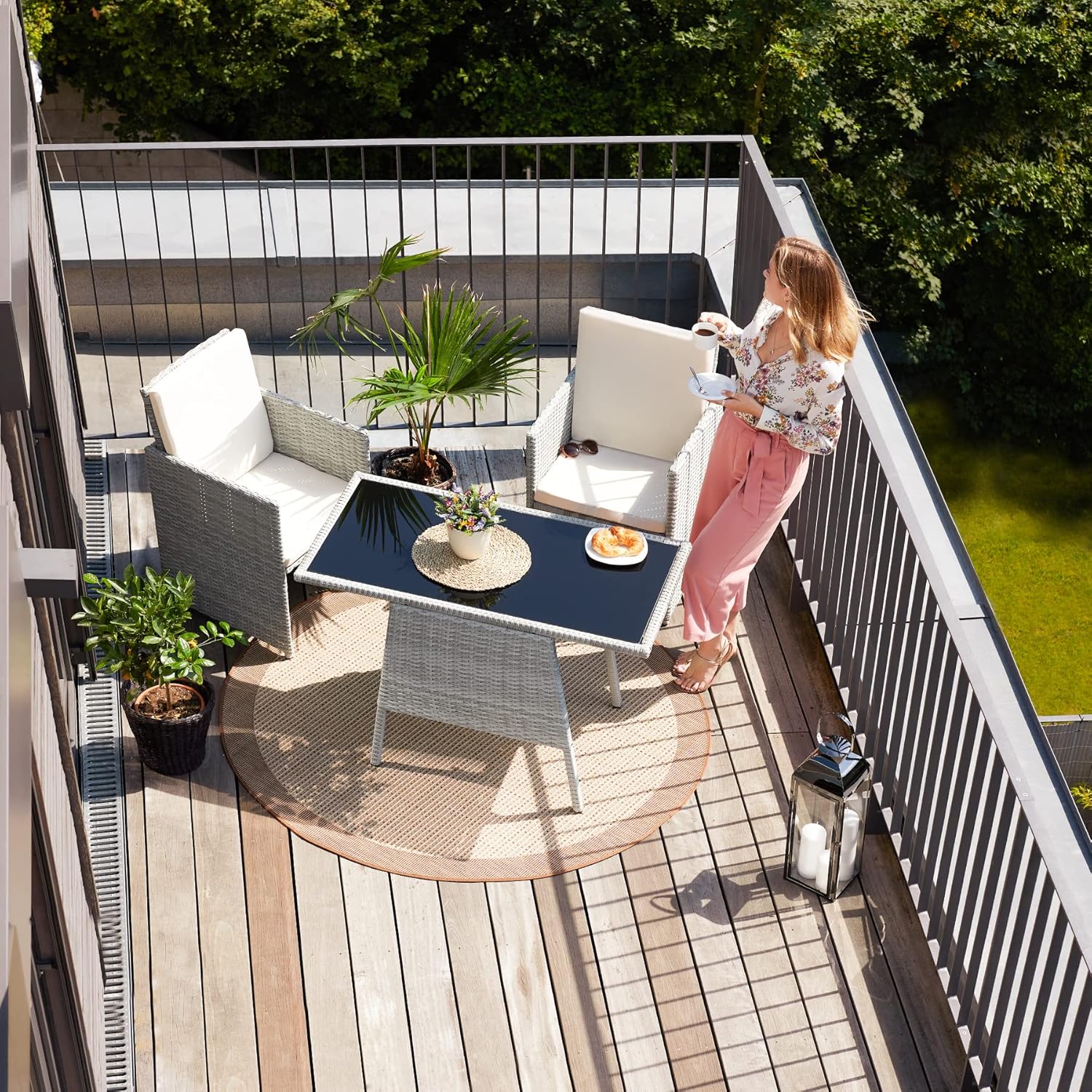 Thumbnail 1 de tectake Conjunto jardín ratán 2 plazas