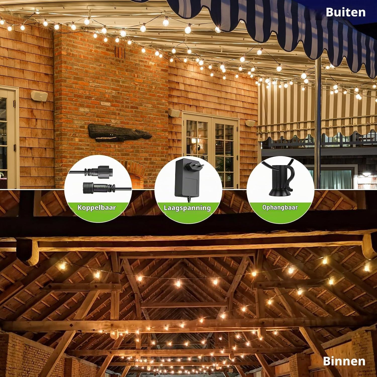 Thumbnail 4 de BokiHuk Lichtsnoer Buiten LED 24V-15M, 15 meter, 25+1 lampen, warm wit