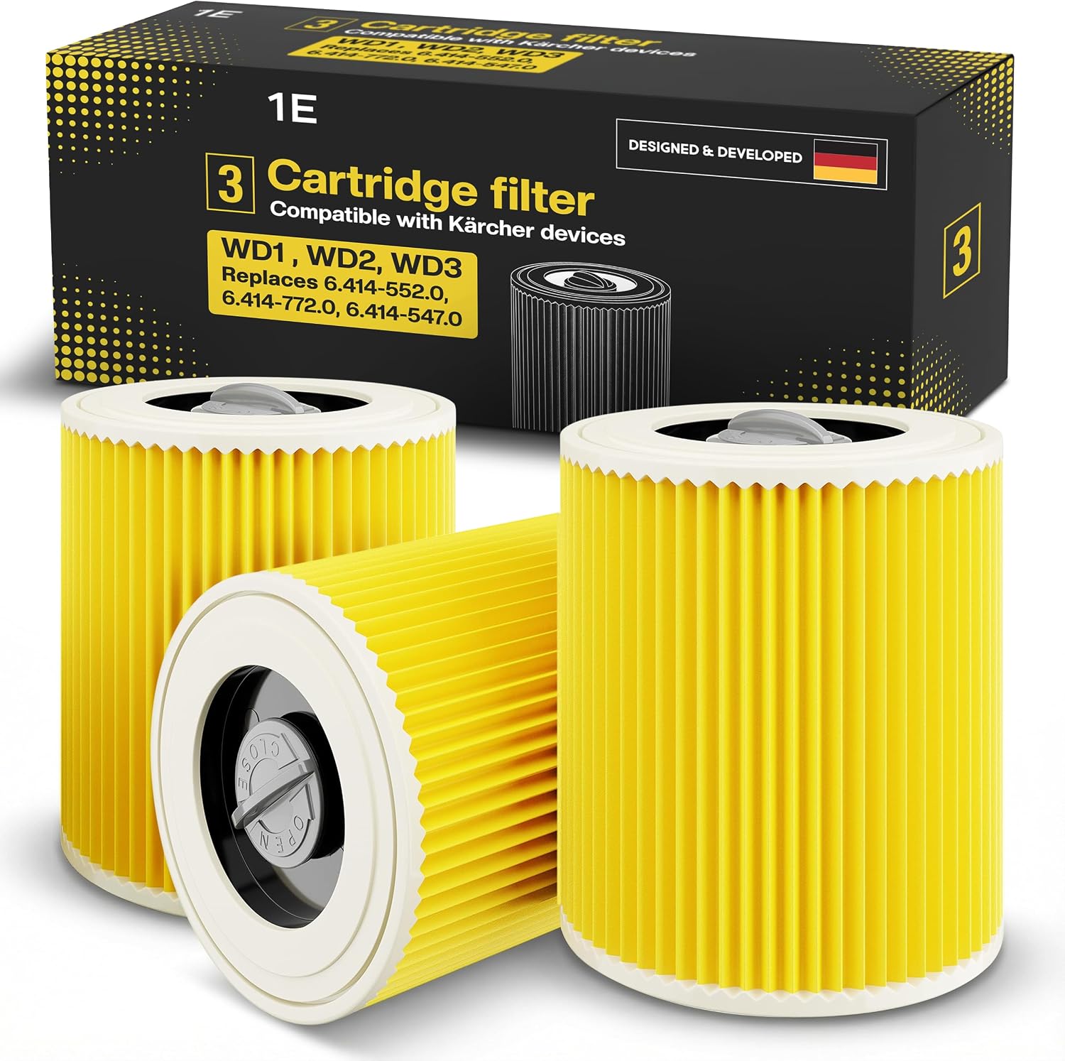 Detalle de 1E-VaFi2-3 ronde polyesterfilters voor Kärcher WD-, MV-, SE- en NT-stofzuigers