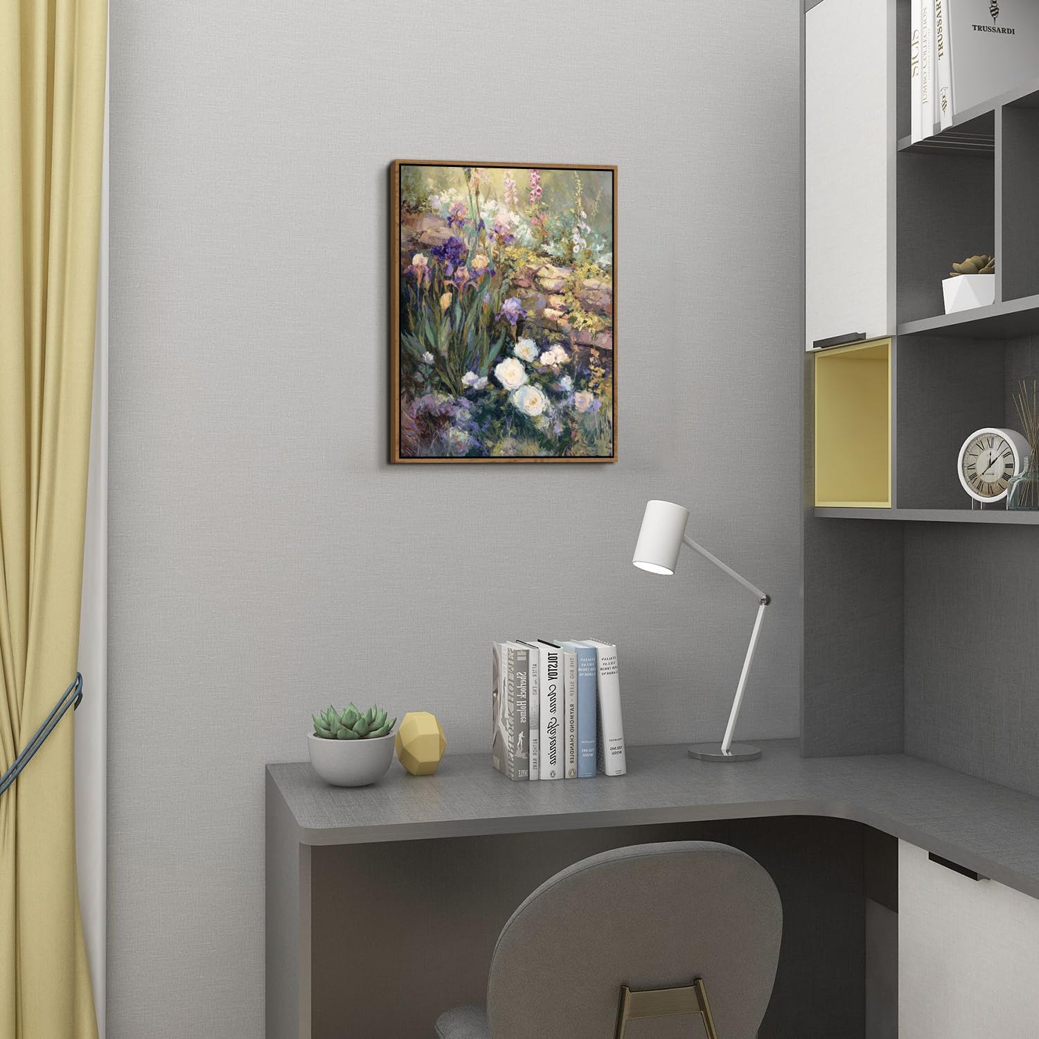 Thumbnail 1 de Framed Abstract Floral Wall Art – Rustic Vintage Farmhouse Botanical Landscape, 12x16