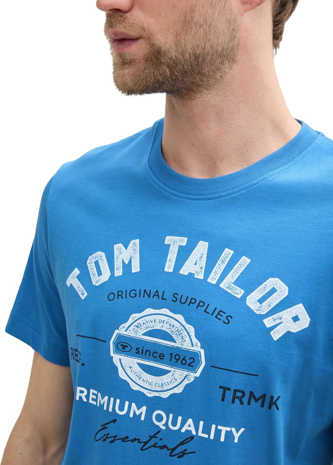 Thumbnail 3 de TOM TAILOR Herren T-Shirt aus Baumwolle mit Logo-Print (kurze Ärmel, Regular Fit)