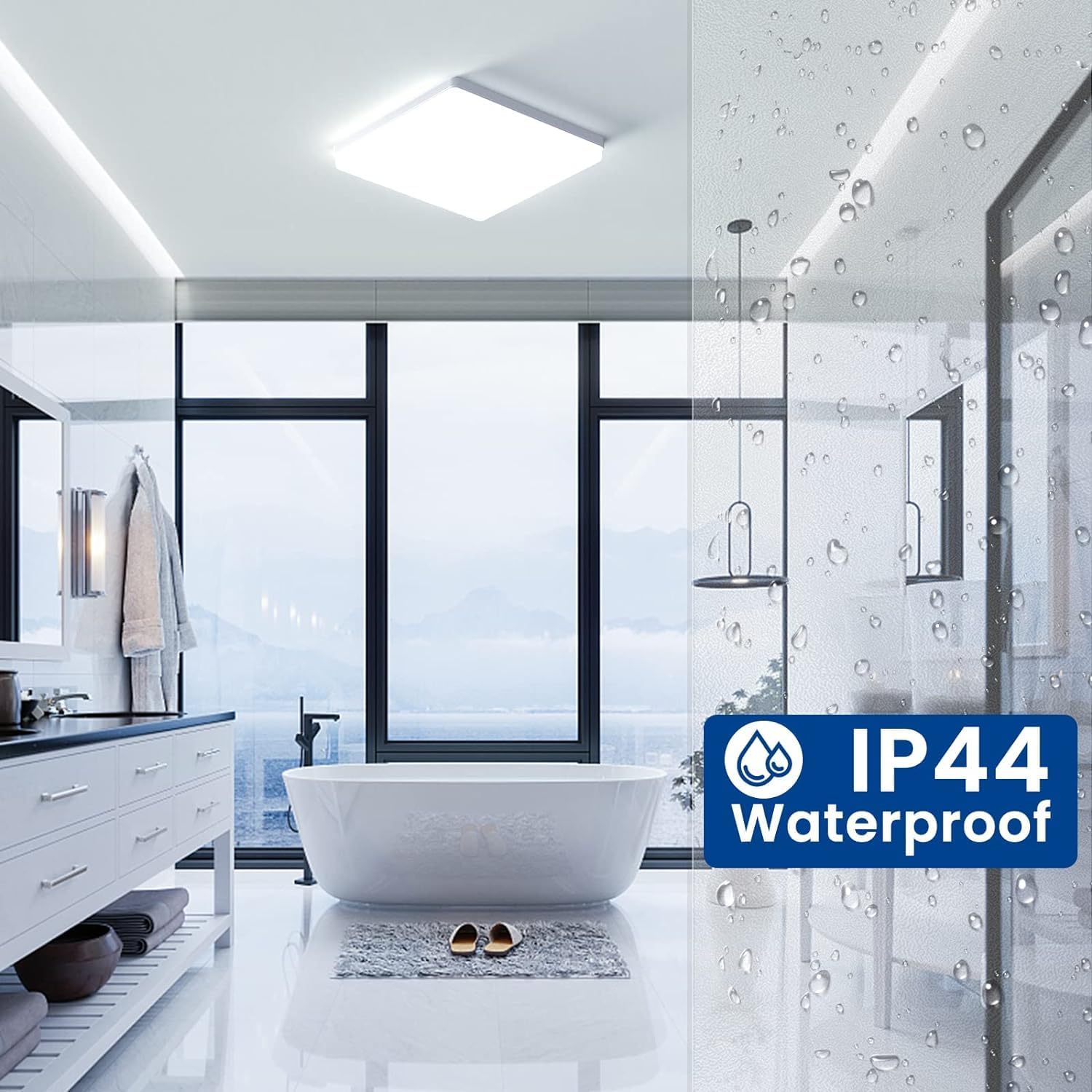 Thumbnail 5 de EASY EAGLE LED Deckenleuchte flach, 6500K, 24 W (2400 lm), IP44 – quadratisches LED-Panel für Bad, Flur & Küche