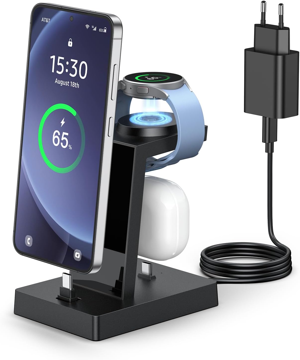 Detalle de NANAMI 30W USB-C 3-in-1 Schnellladestation – Ladezentrum für Galaxy Watch, Galaxy-S-Serie und USB-C Kopfhörer