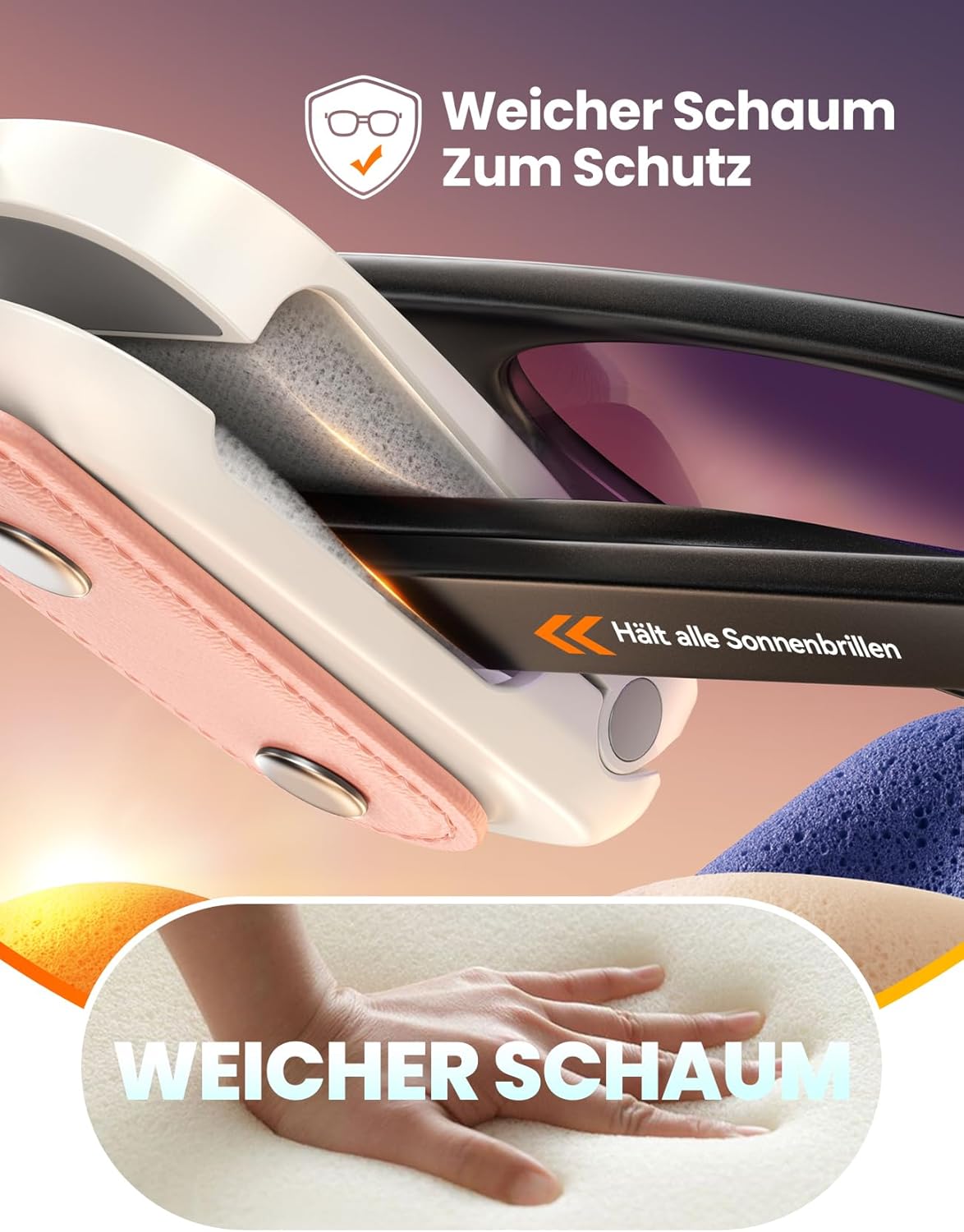 Thumbnail 5 de JOYROOM Brillenhalter für die Auto-Sonnenblende (magnetisch, Leder-Optik) – universell, rosa