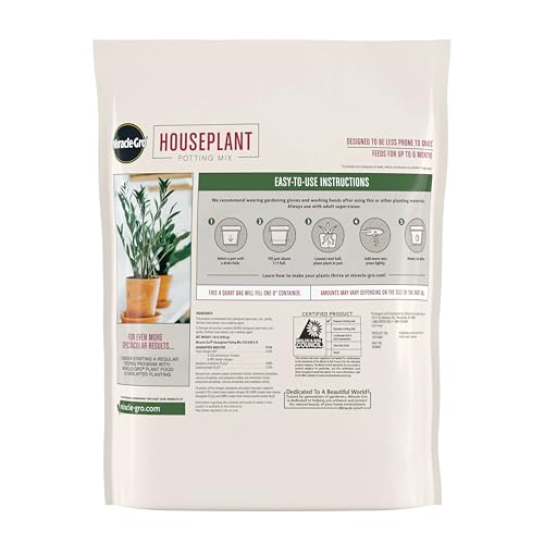 Detalle de Miracle-Gro Houseplant Potting Mix, 4 qt: A practical indoor soil for thriving tropical plants