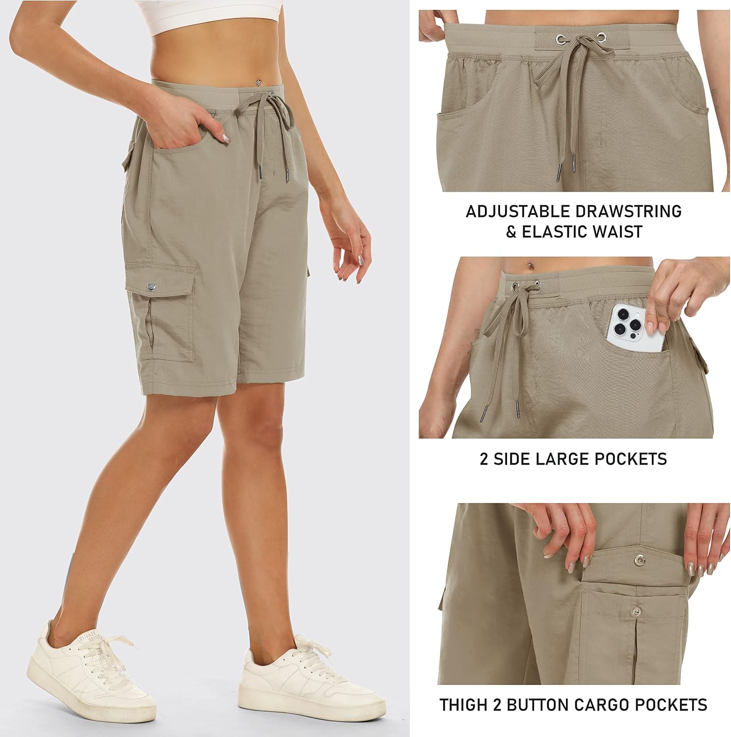 Thumbnail 3 de MoFiz Women's Hiking Cargo Shorts: Quick-Dry Comfort with 6 Pockets