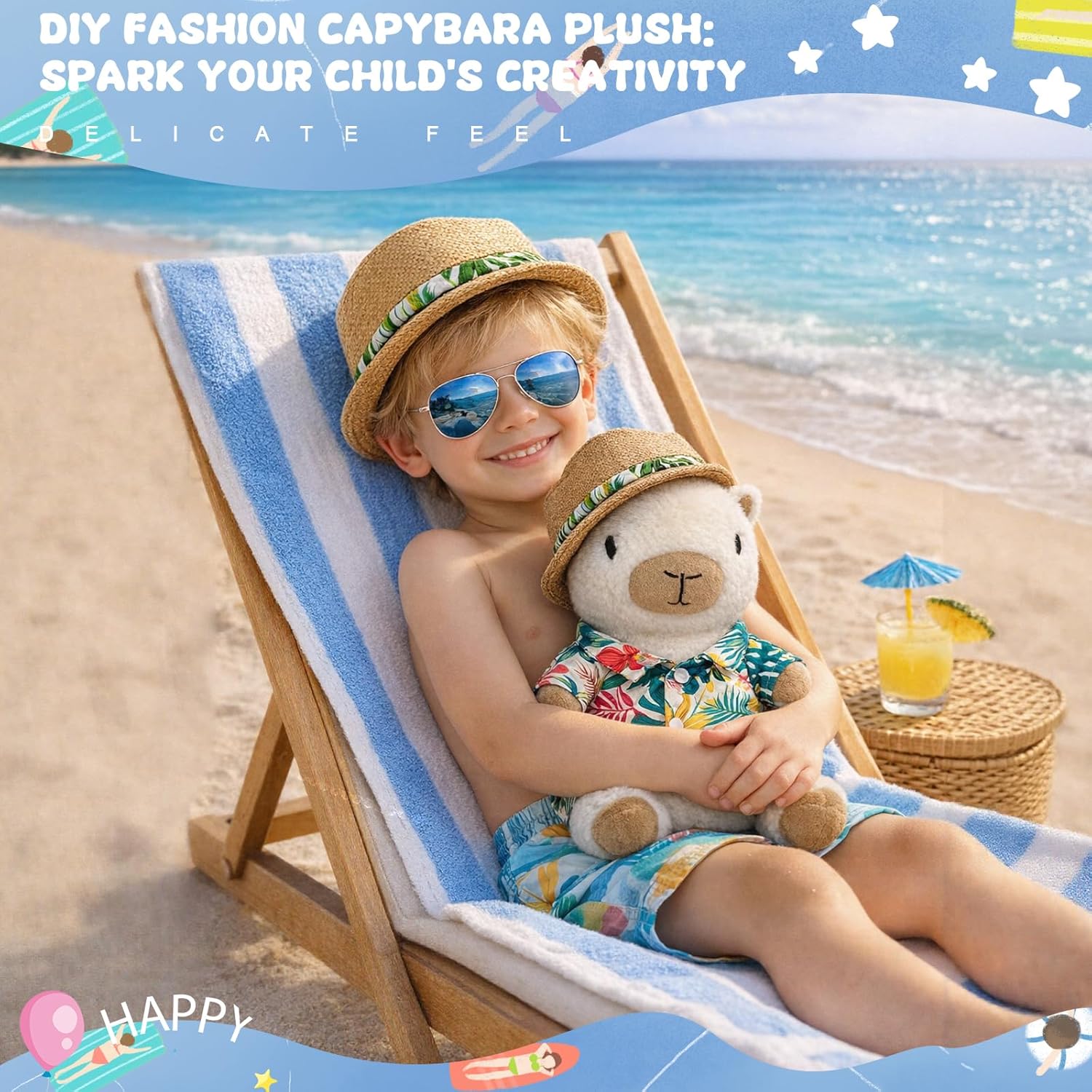 Thumbnail 4 de TITQWOP 9-pc Capybara Plush Set: Adorable Mix-and-Match Outfit Friends for Kids