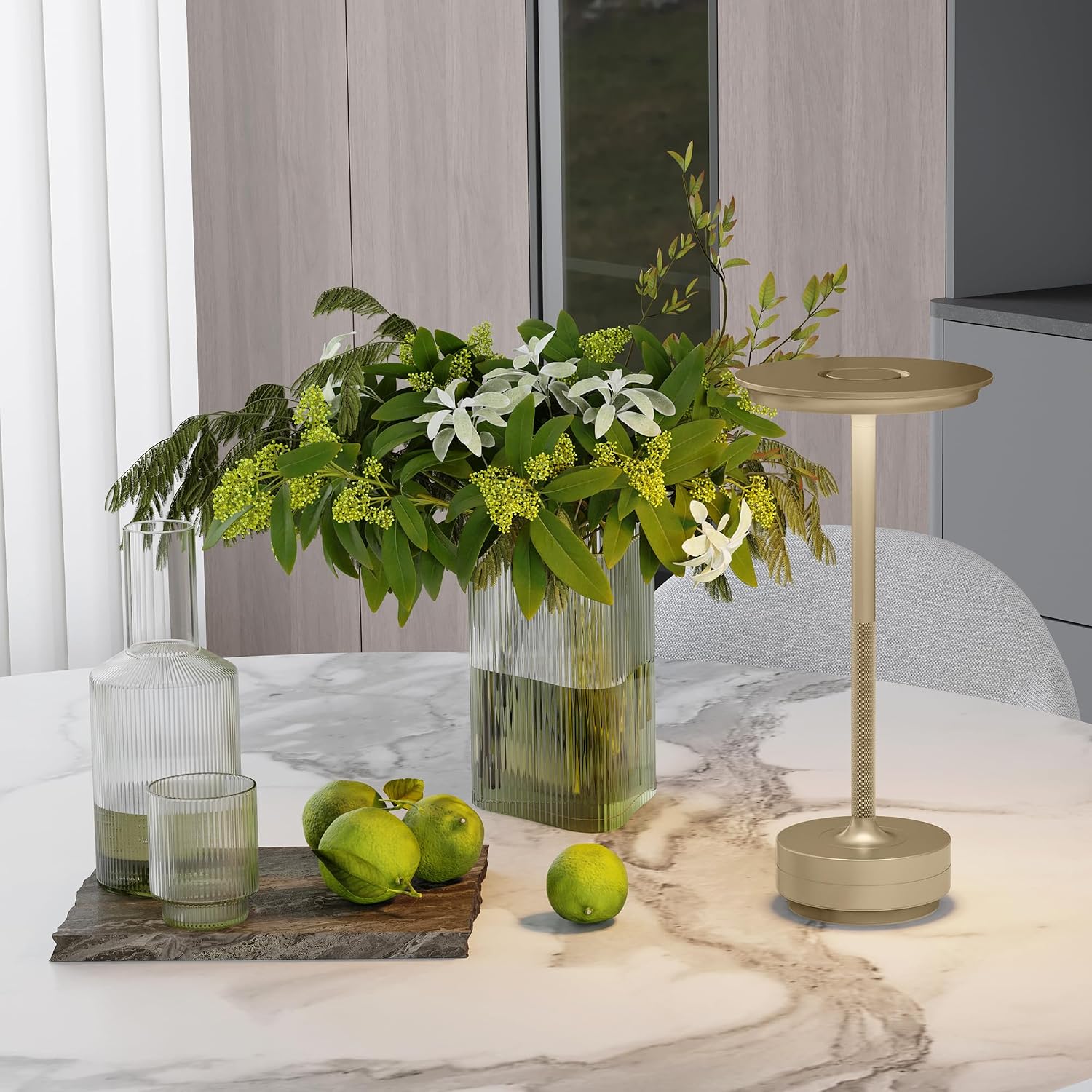 Detalle de TBBGA 2-Pack Rechargeable Cordless Table Lamps with Stepless Dimming (Champagne Gold)