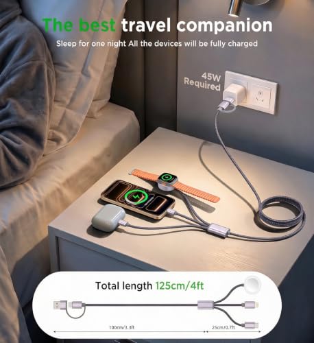Detalle 2 de 2Pack Travel Essentials: xiwxi 3-in-2 Multi Charging Cable for Apple Watch & More