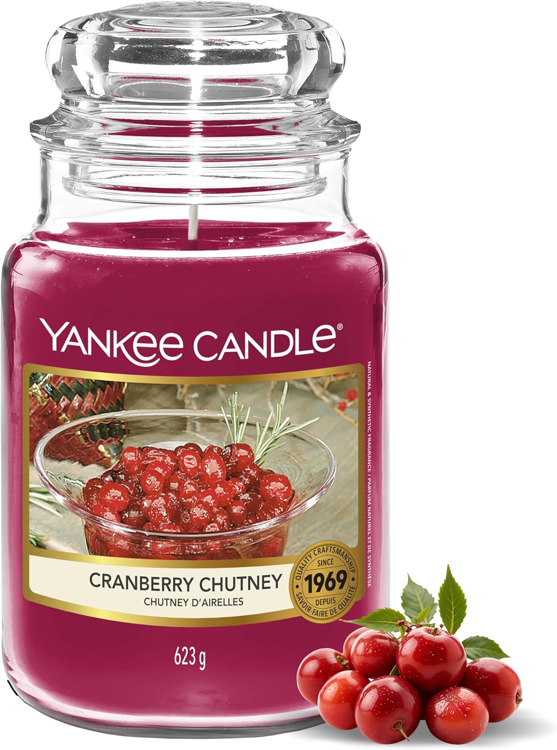 Yankee Candle Duftkerze im Glas (groß) Cranberry Chutney – bis zu 150 Stunden Duft
