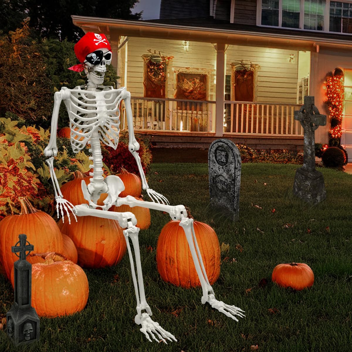 Detalle de MyoGrip SK10 5.5-Foot Posable Halloween Skeleton with Pirate Details