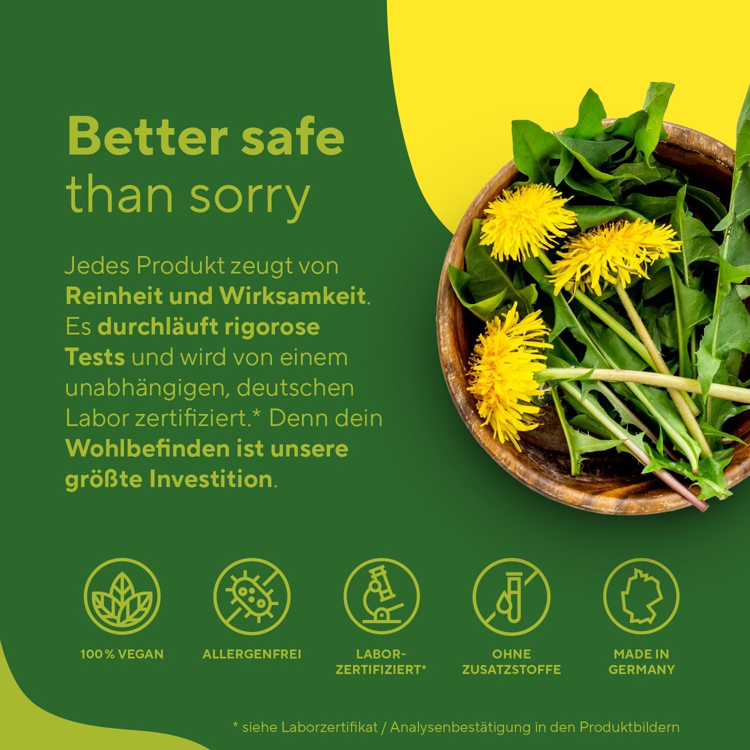 Detalle de BIO Löwenzahn - 360 Kapseln, 1500 mg Löwenzahnwurzelextrakt (10:1) – vegan, laborgeprüft