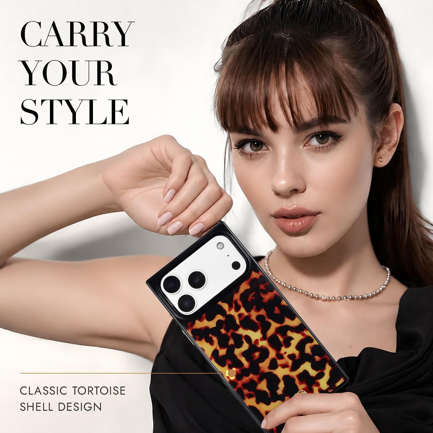 Detalle 2 de COCOMII Rectangle for iPhone 17 Pro Max Case, Amber Tortoiseshell