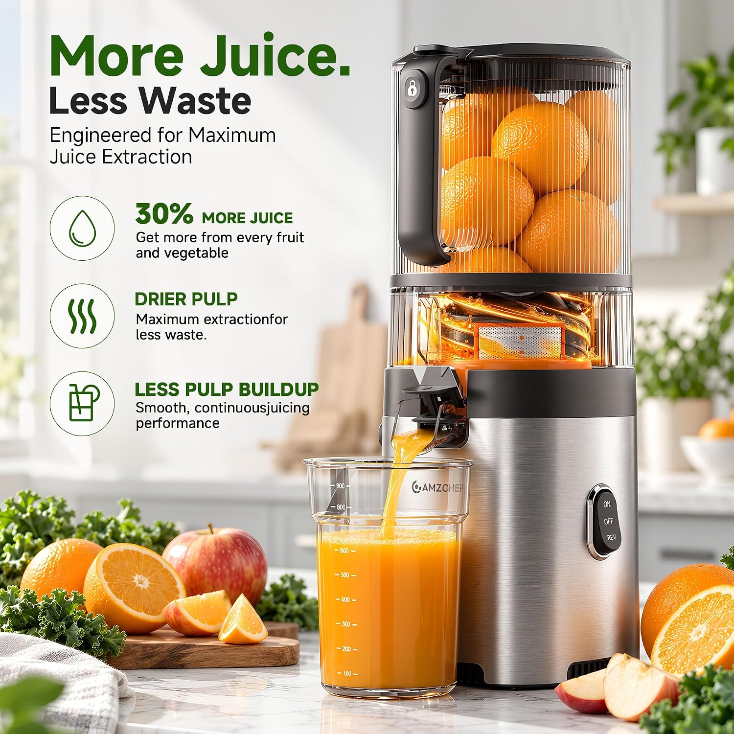 Thumbnail 6 de AMZCHEF ZM1939 3-in-1 Cold Press Juicer, 6.5-inch Chute, 600W