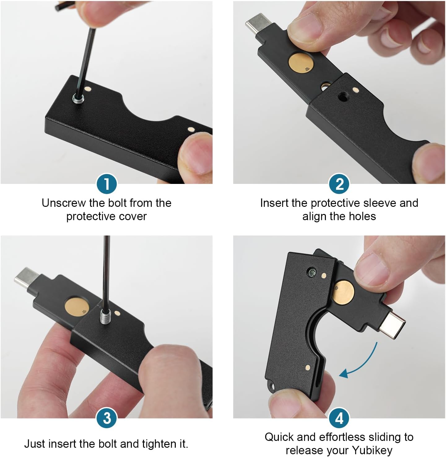 Thumbnail 5 de REEYEAR YubiKey 5C NFC対応アルミケース フリップスライド式・ブラック