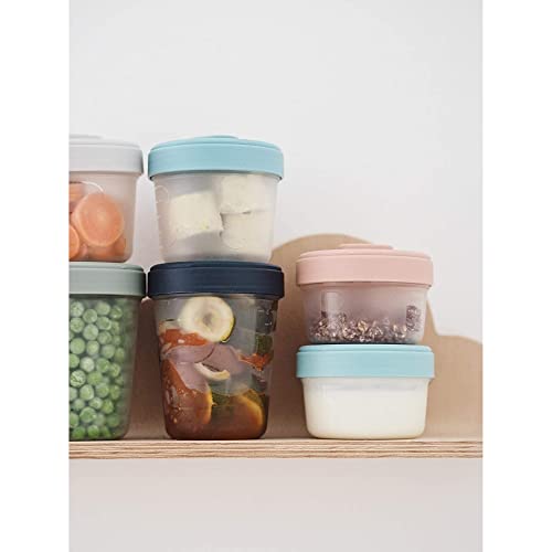 Detalle de BÉABA Lot de 12 Portions Conservation et 2 Cuillères Silicone – Pots empilables et 100% hermétiques