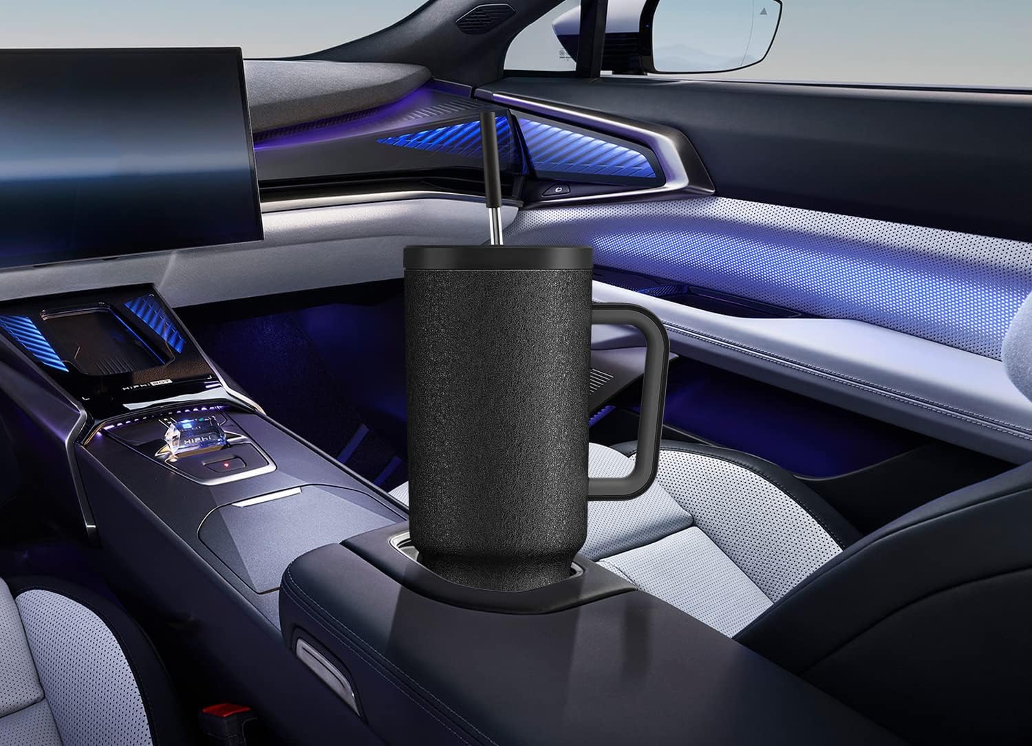 Thumbnail 6 de Meoky 40oz Tumbler with Handle — Leak-Proof Lid, Straw, and Insulated Stainless Steel Travel Mug