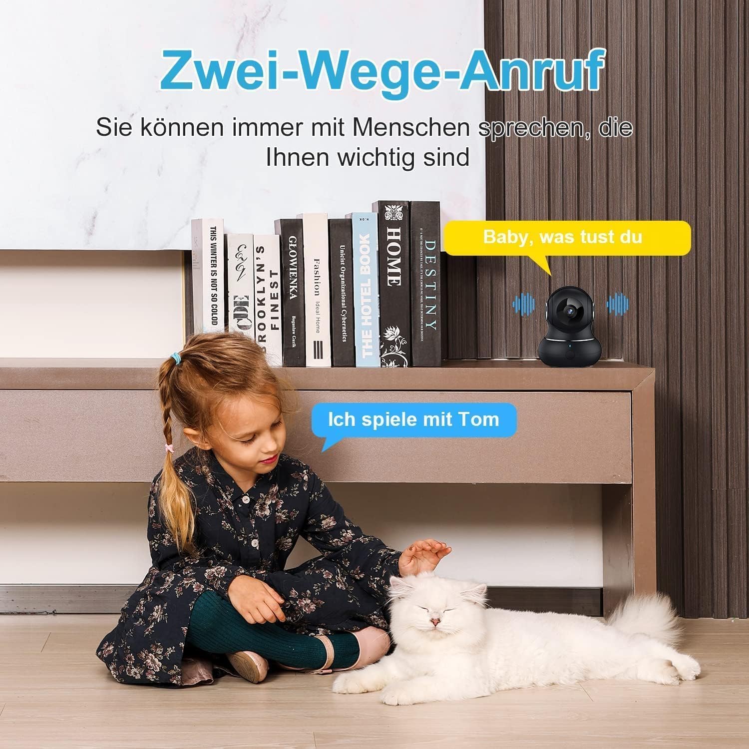 Detalle de Litokam Little elf Überwachungskamera 2 Stück: 2K Babyphone mit Bewegungsalarm und 360°-Pan/ Tilt