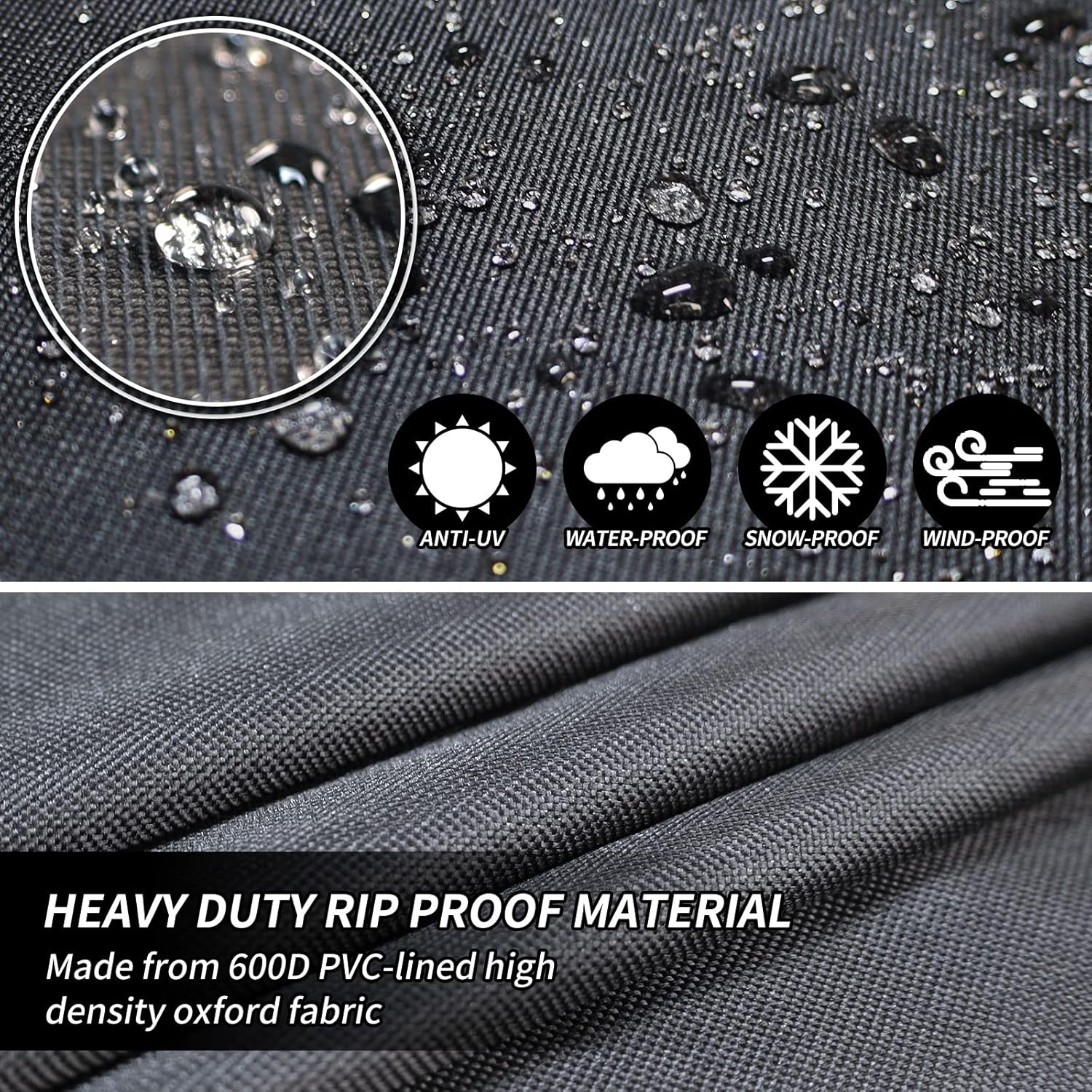 Thumbnail 5 de PATIO PLUS Garden Heavy Duty Round Table Cover 230x90cm – 600D Oxford, Windproof & Waterproof