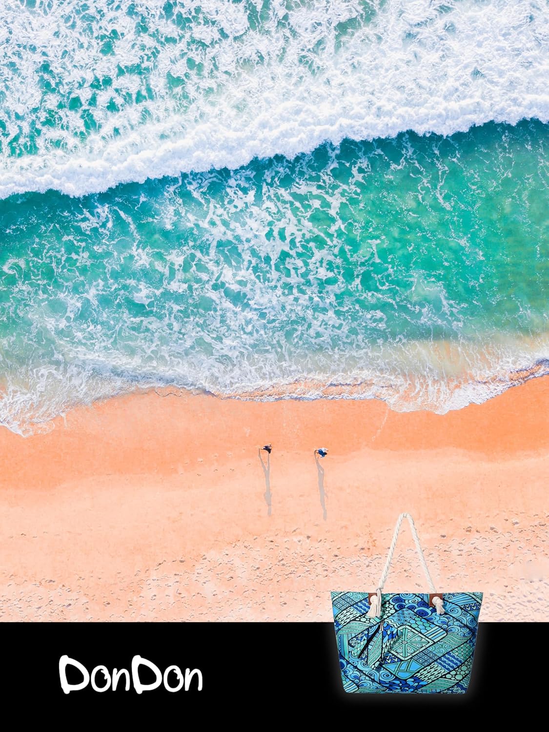 Detalle 2 de DonDon Strandtasche mit Reißverschluss XXL – robuste Badetasche für Strand & Meer