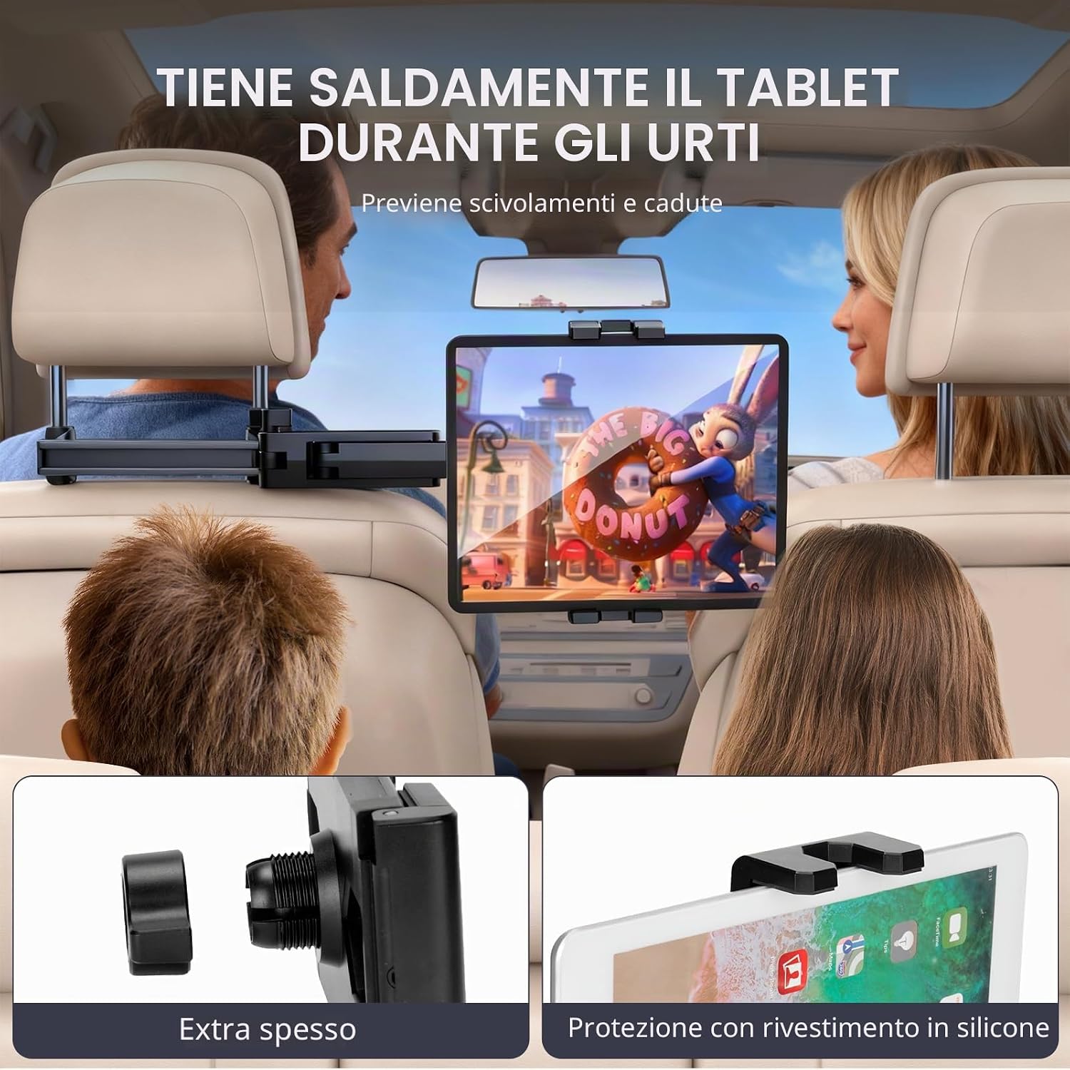 Detalle 2 de Romon Porta Tablet da Auto Poggiatesta 4,7–12,9"
