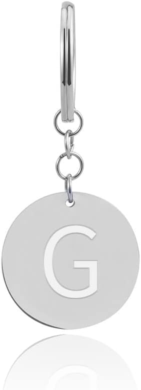 Porte-clés lettre avec jeton de caddie – Pendentif gravé en acier inoxydable argenté